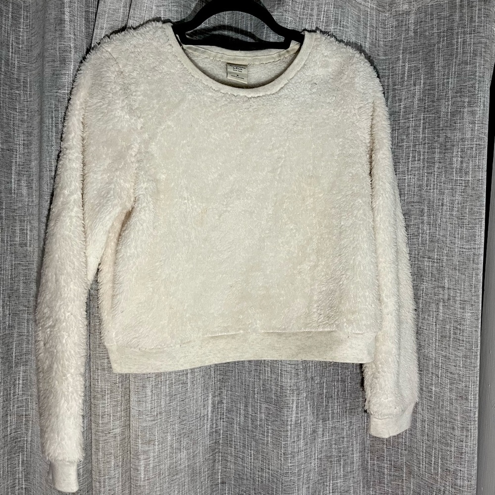 Abercrombie and Fitch white Sherpa sweater